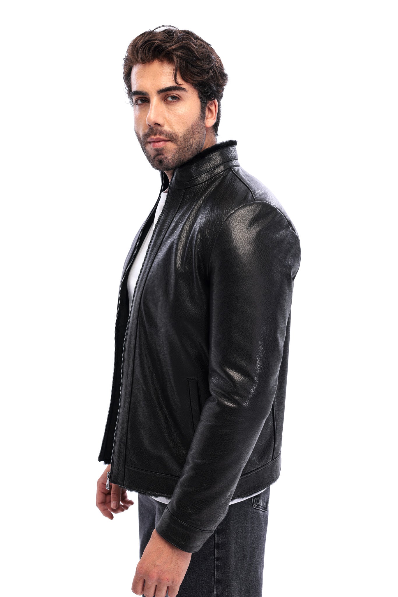 The Taviano Black Genuine Leather Men Jacket