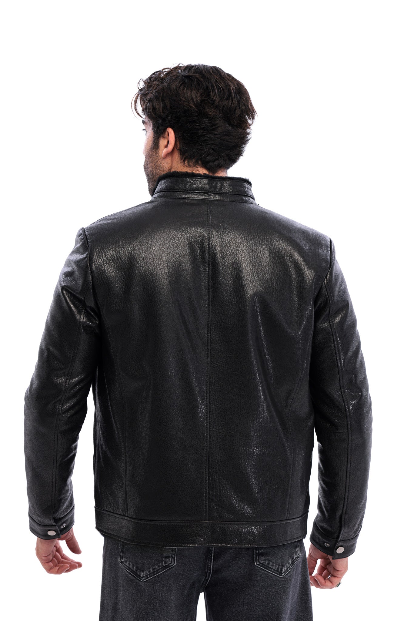 The Taviano Black Genuine Leather Men Jacket
