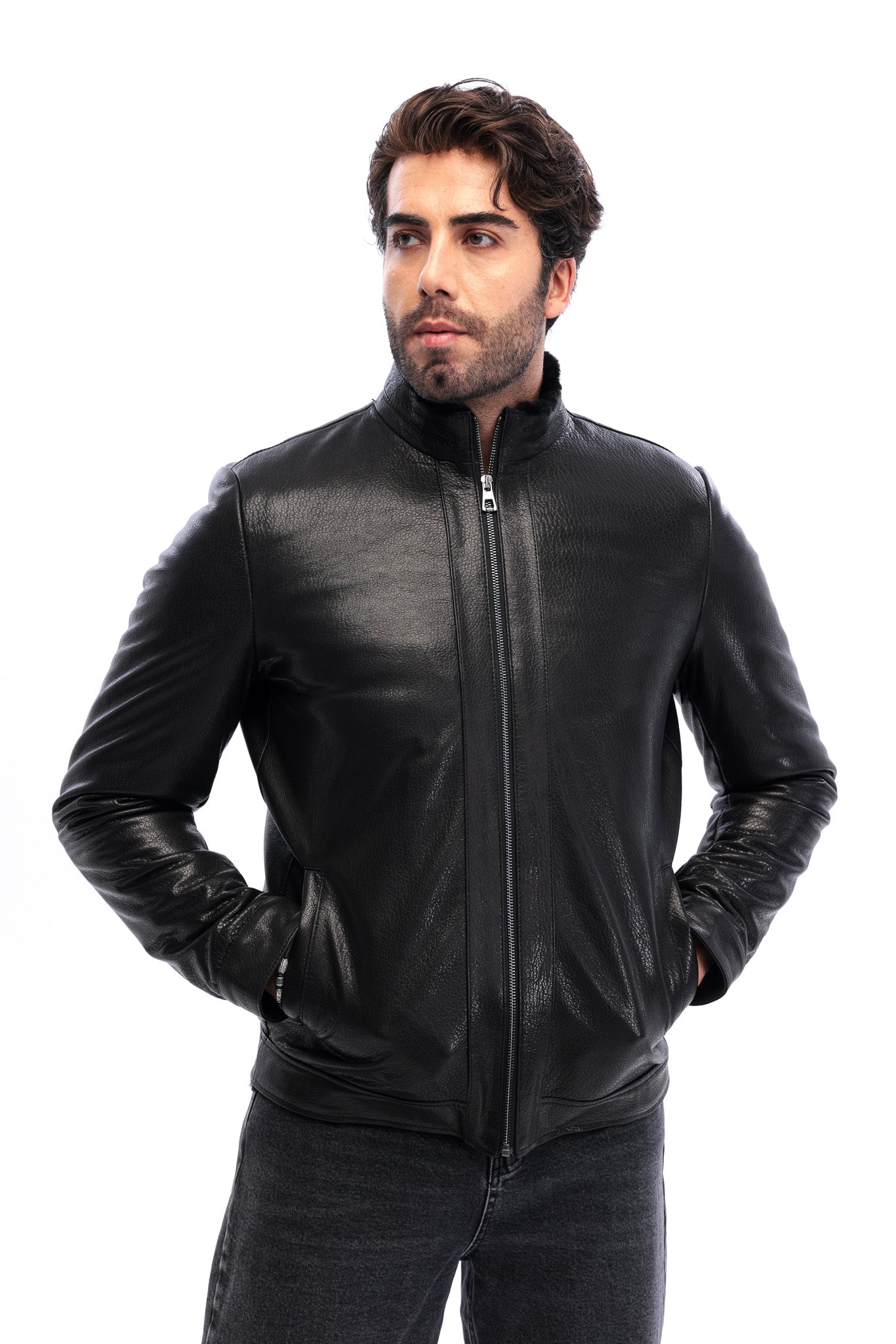 The Taviano Black Genuine Leather Men Jacket