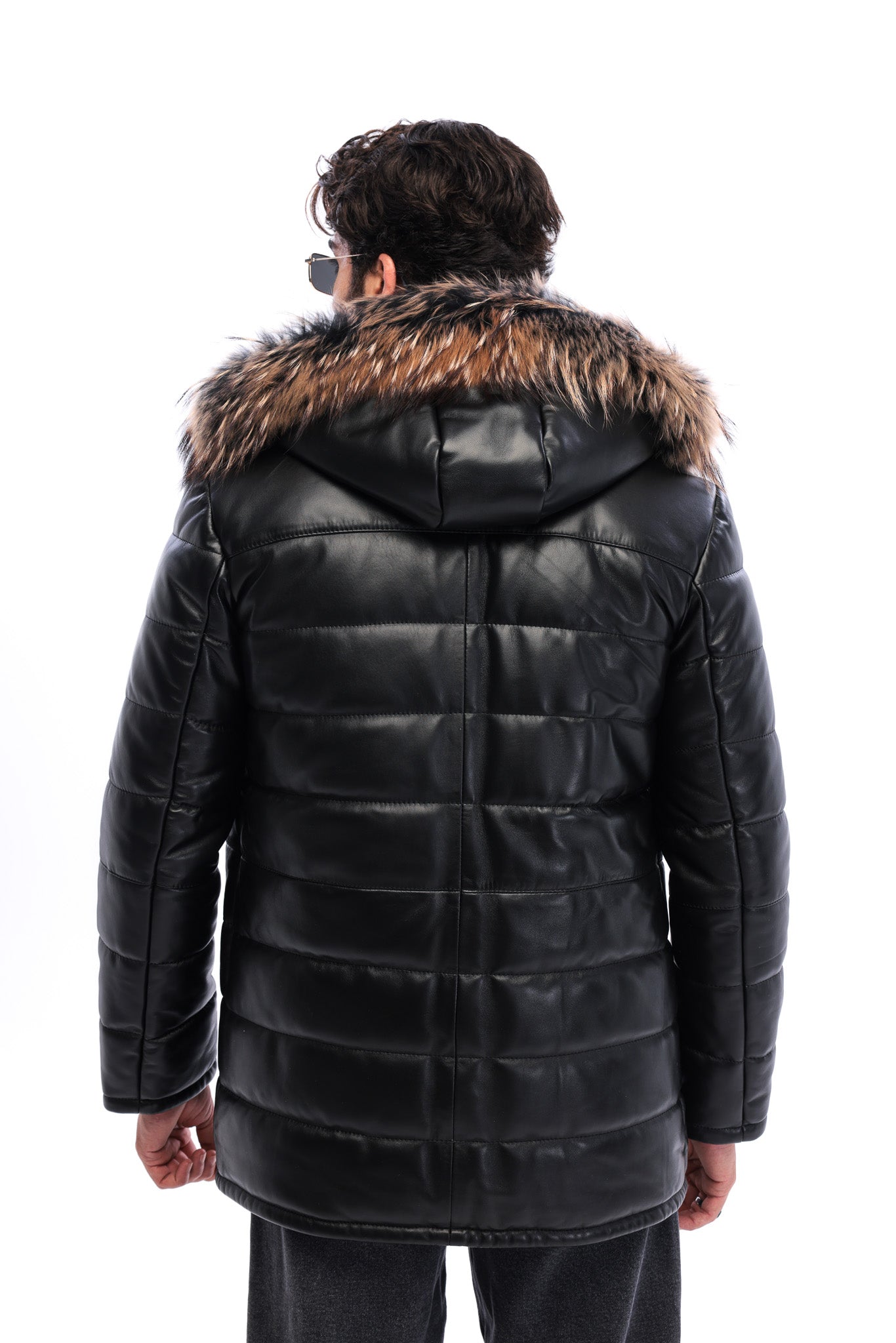 The Norvello Black Genuine Leather Hooded Men Jacket