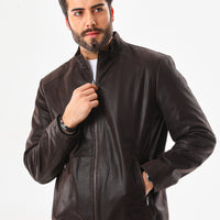 The Modena Matte Espresso Leather Men Jacket