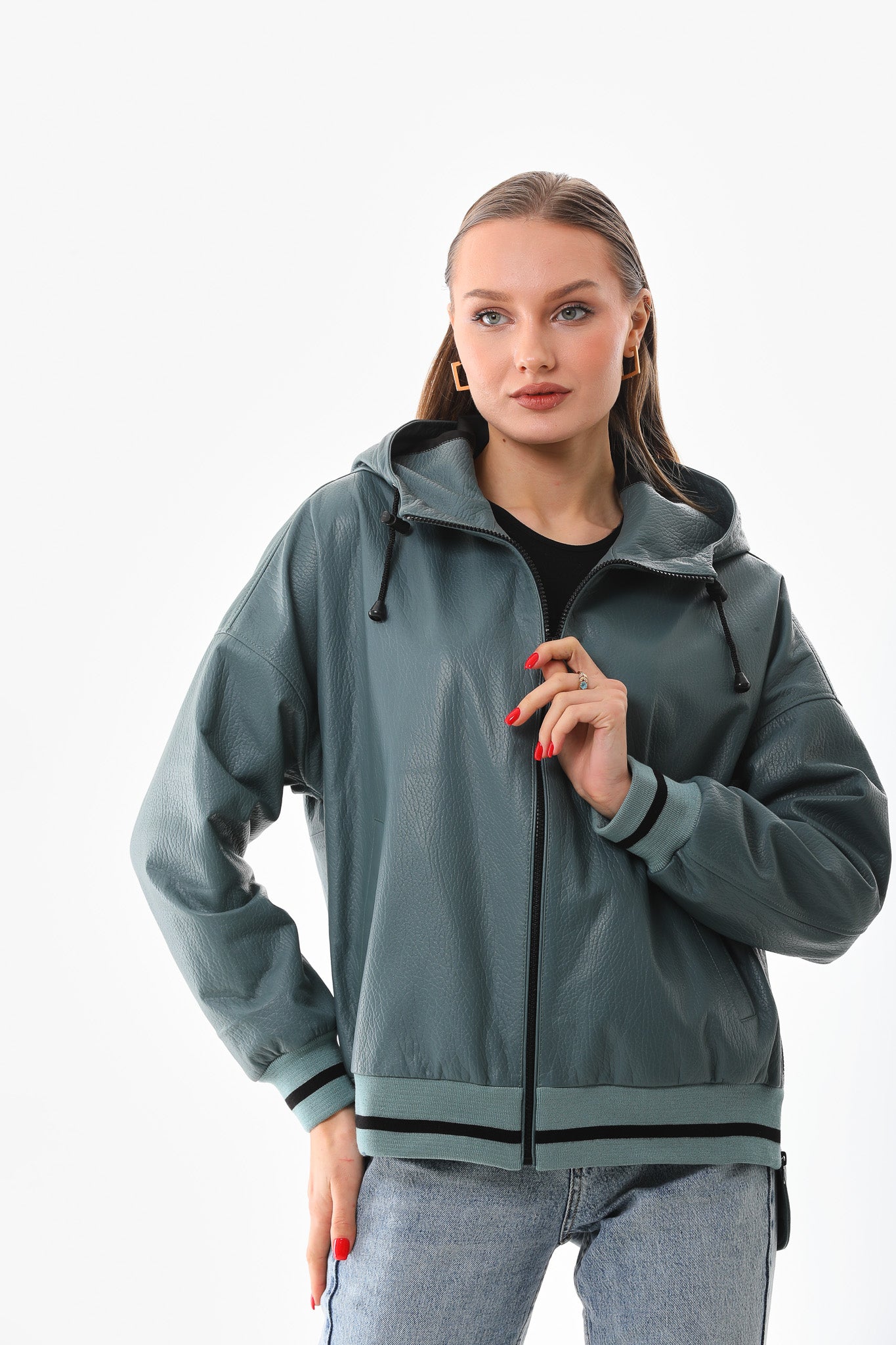 La Chaqueta de Cuero Verde Polar para Mujer