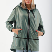 The Sage Olive Green Leather Women Jacket