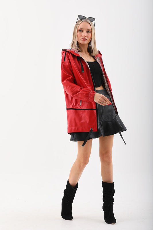 La chaqueta de cuero reversible para mujer Vega Roja