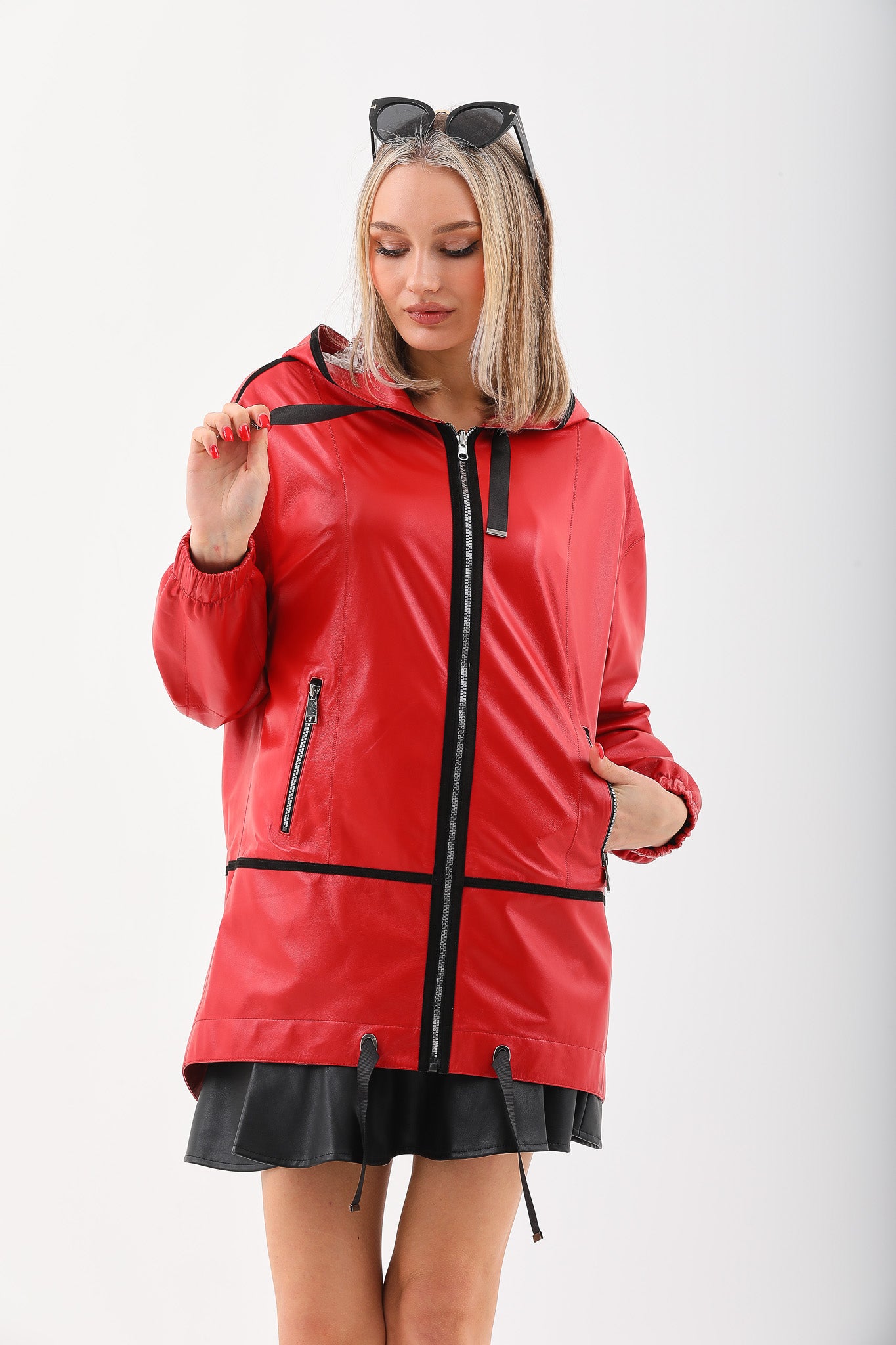La chaqueta de cuero reversible para mujer Vega Roja