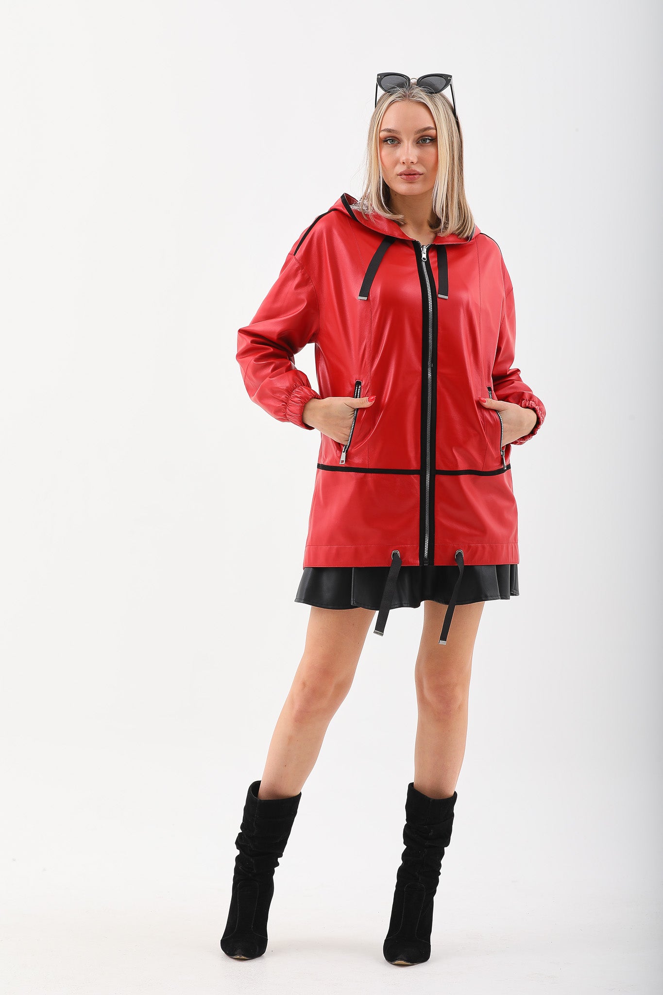 La chaqueta de cuero reversible para mujer Vega Roja
