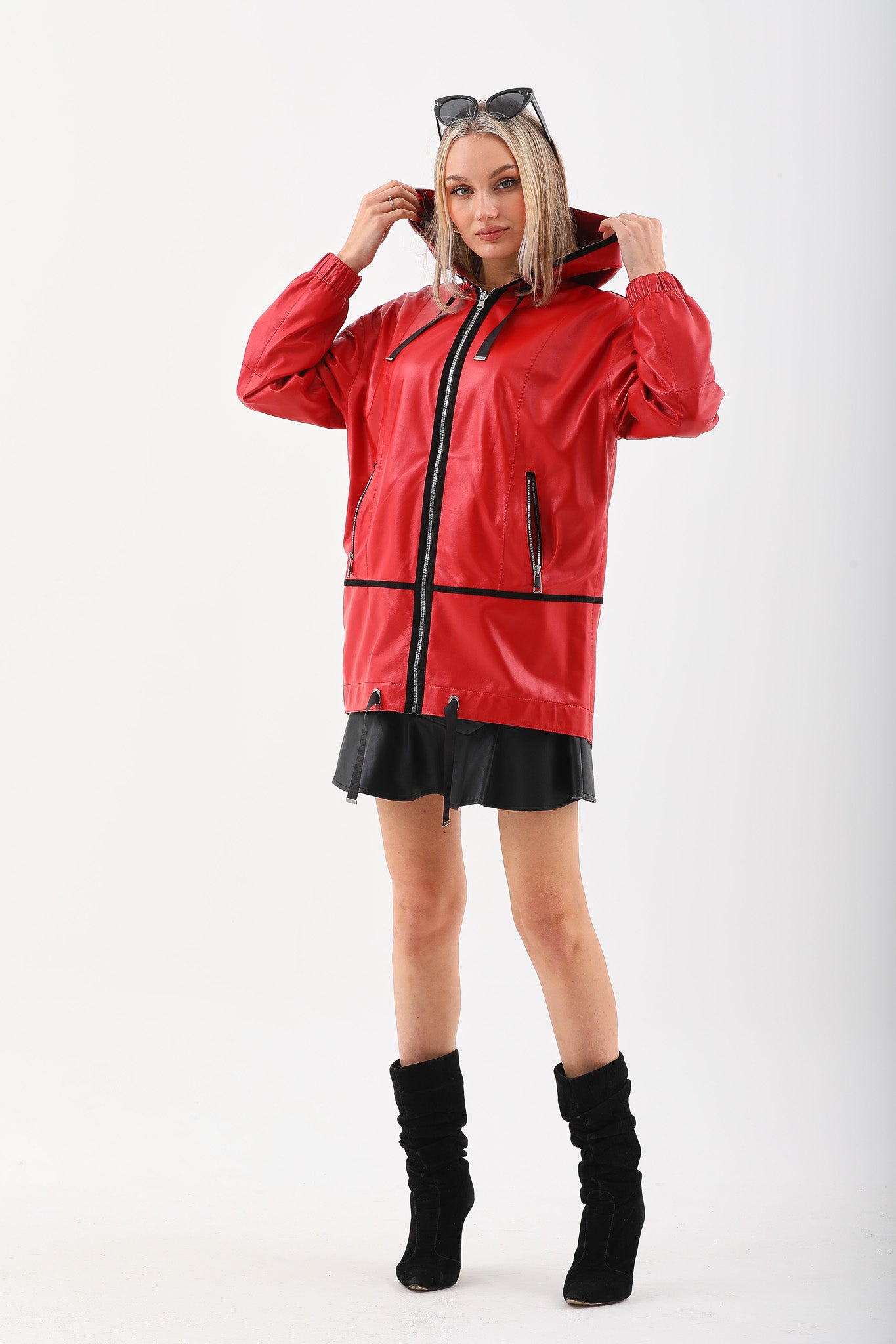 La chaqueta de cuero reversible para mujer Vega Roja