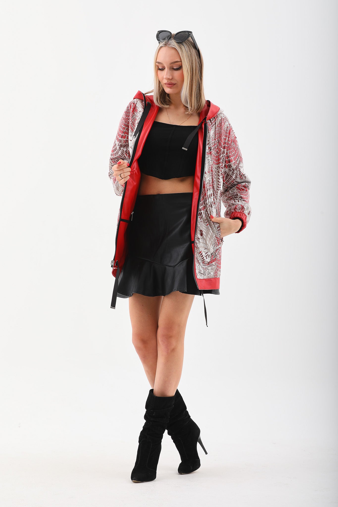 La chaqueta de cuero reversible para mujer Vega Roja