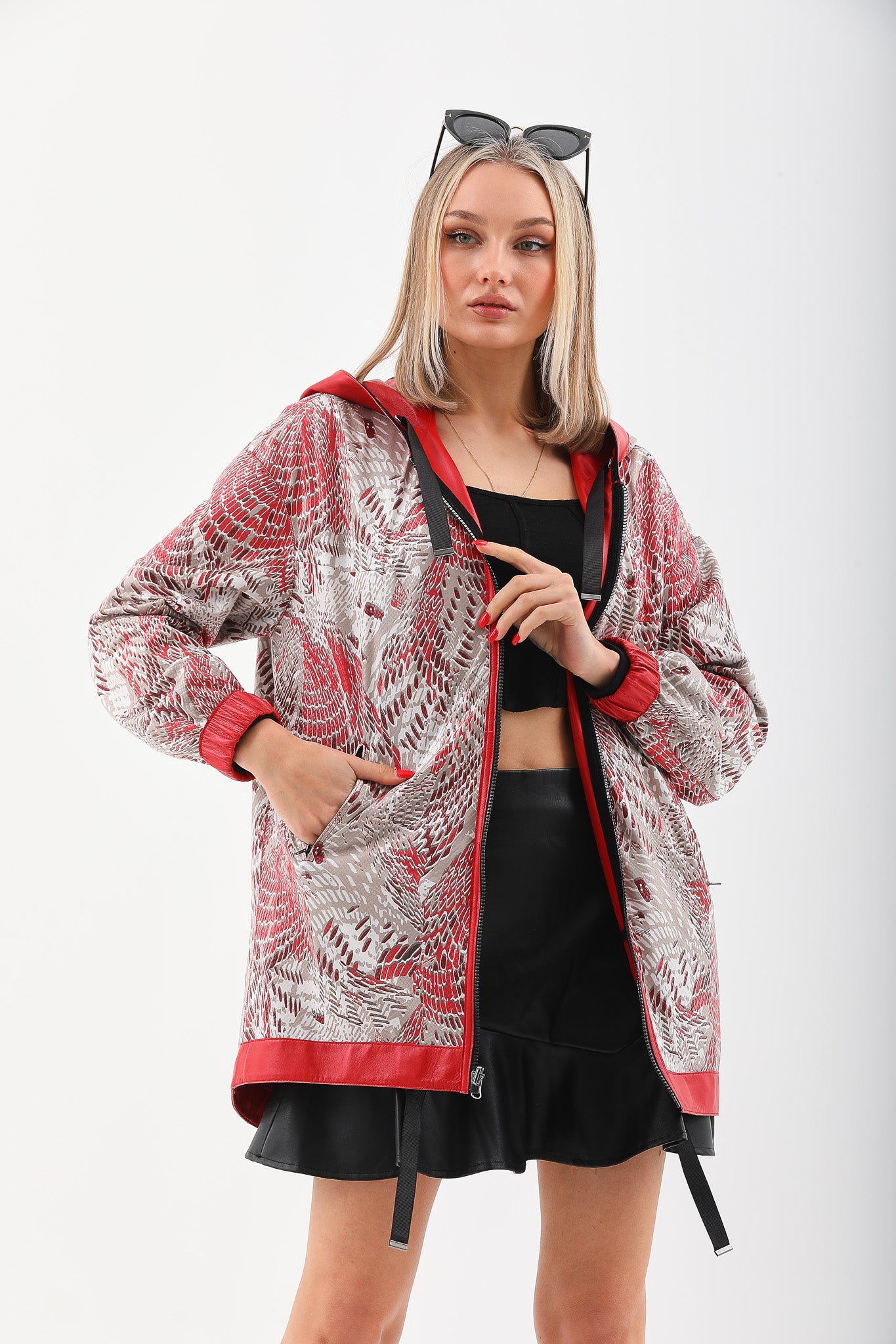 La chaqueta de cuero reversible para mujer Vega Roja