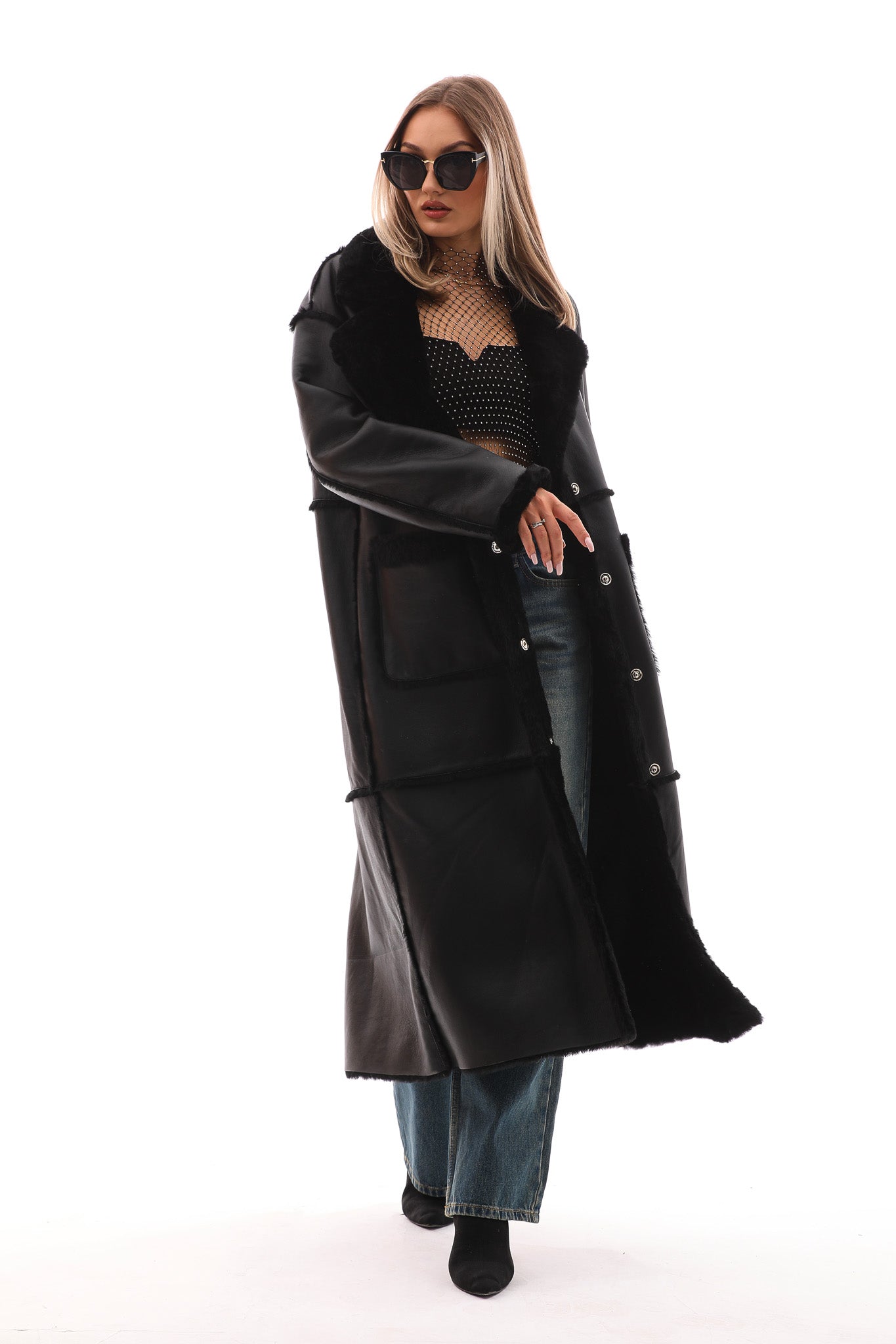 The Virelli Black Reversible Leather Women Jacket