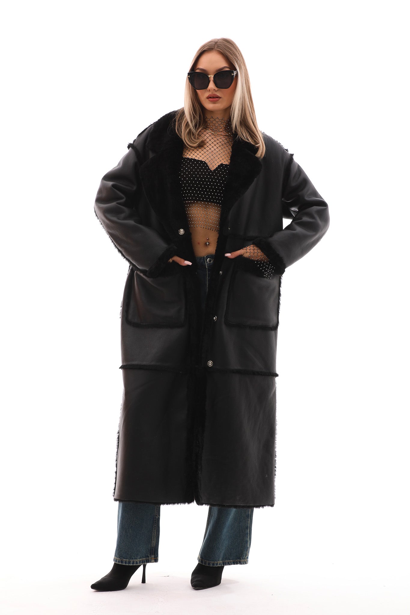 The Virelli Black Reversible Leather Women Jacket