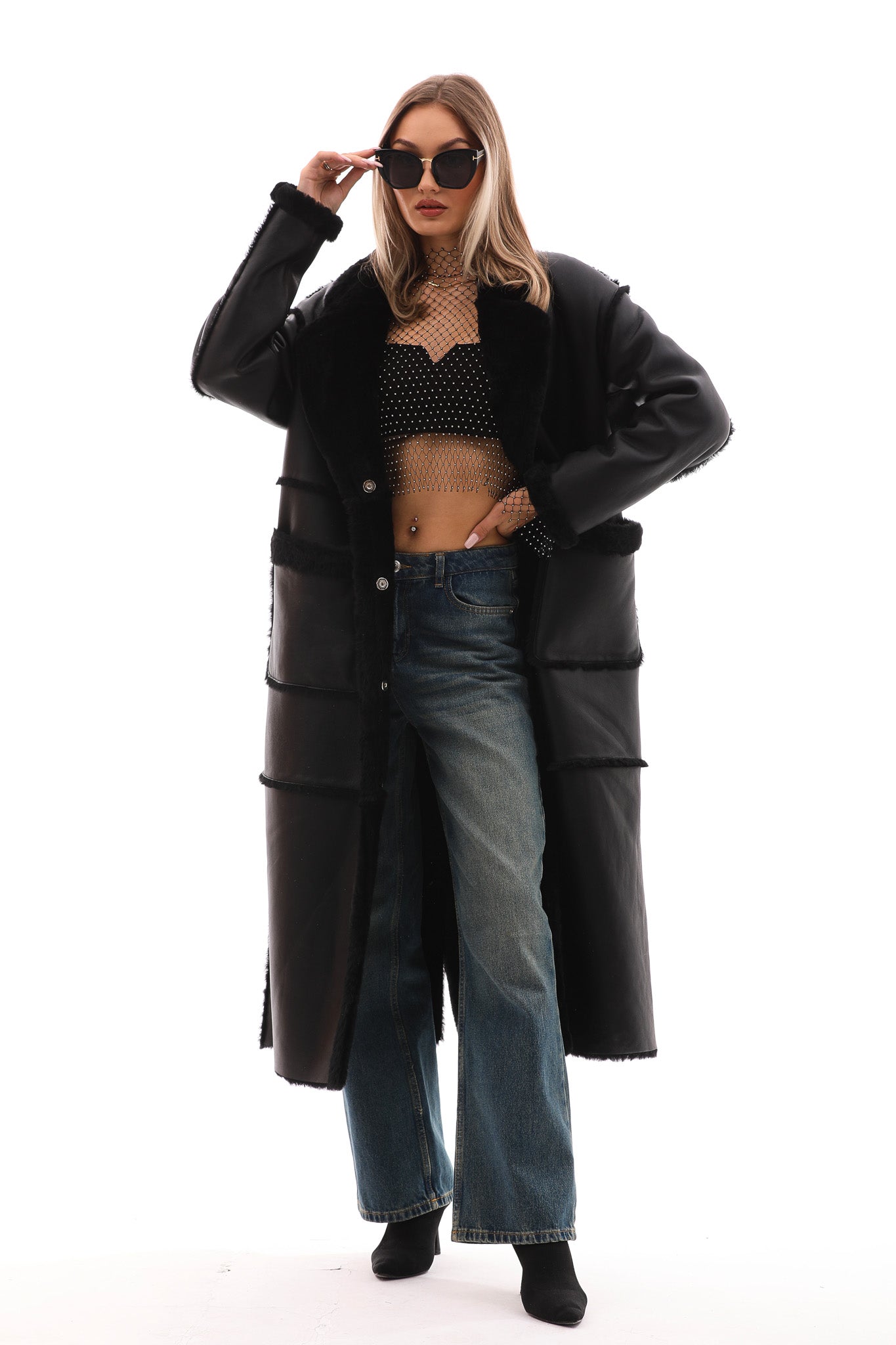 The Virelli Black Reversible Leather Women Jacket