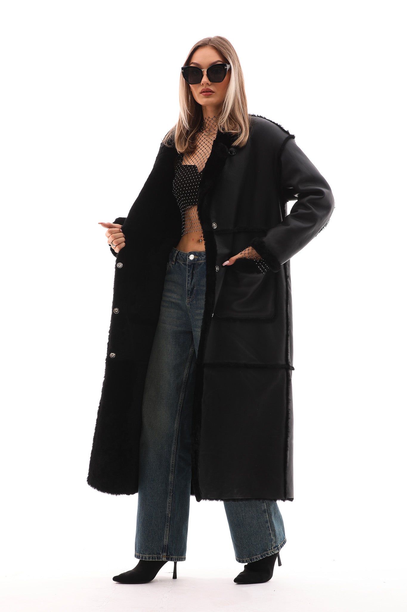 The Virelli Black Reversible Leather Women Jacket