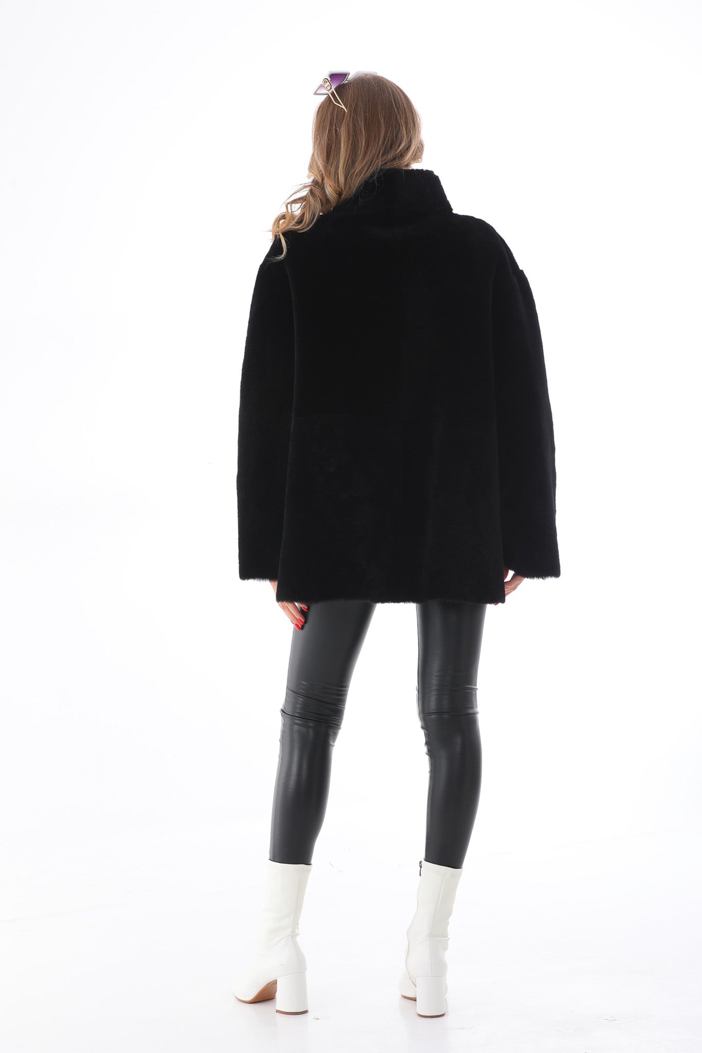 The Luxera Reversible Black Shearling Women Leather Jacket