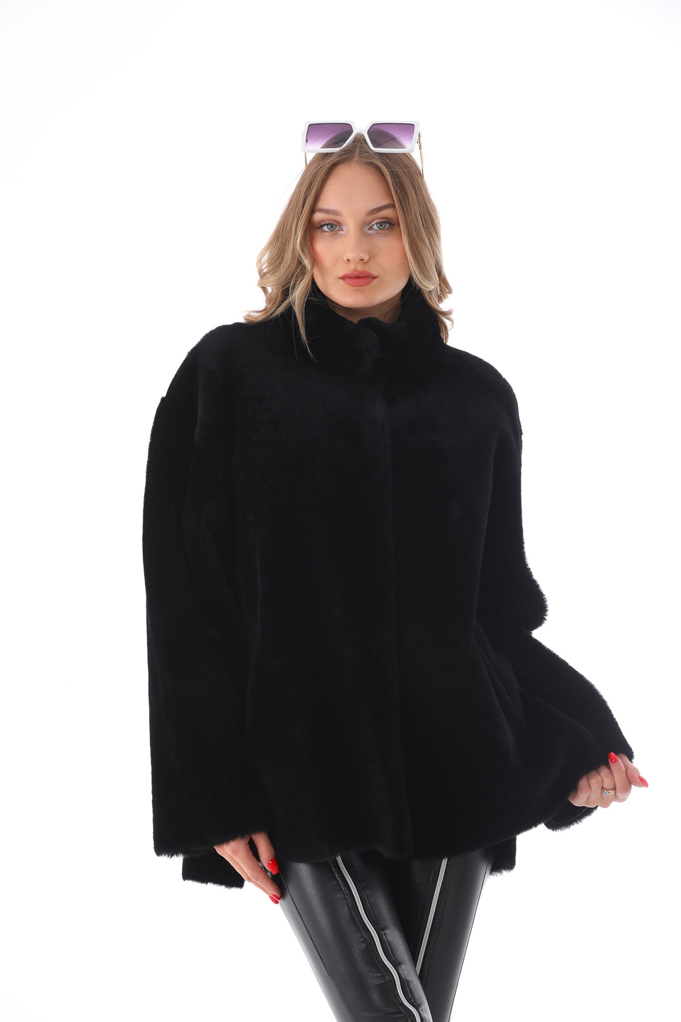The Luxera Reversible Black Shearling Women Leather Jacket