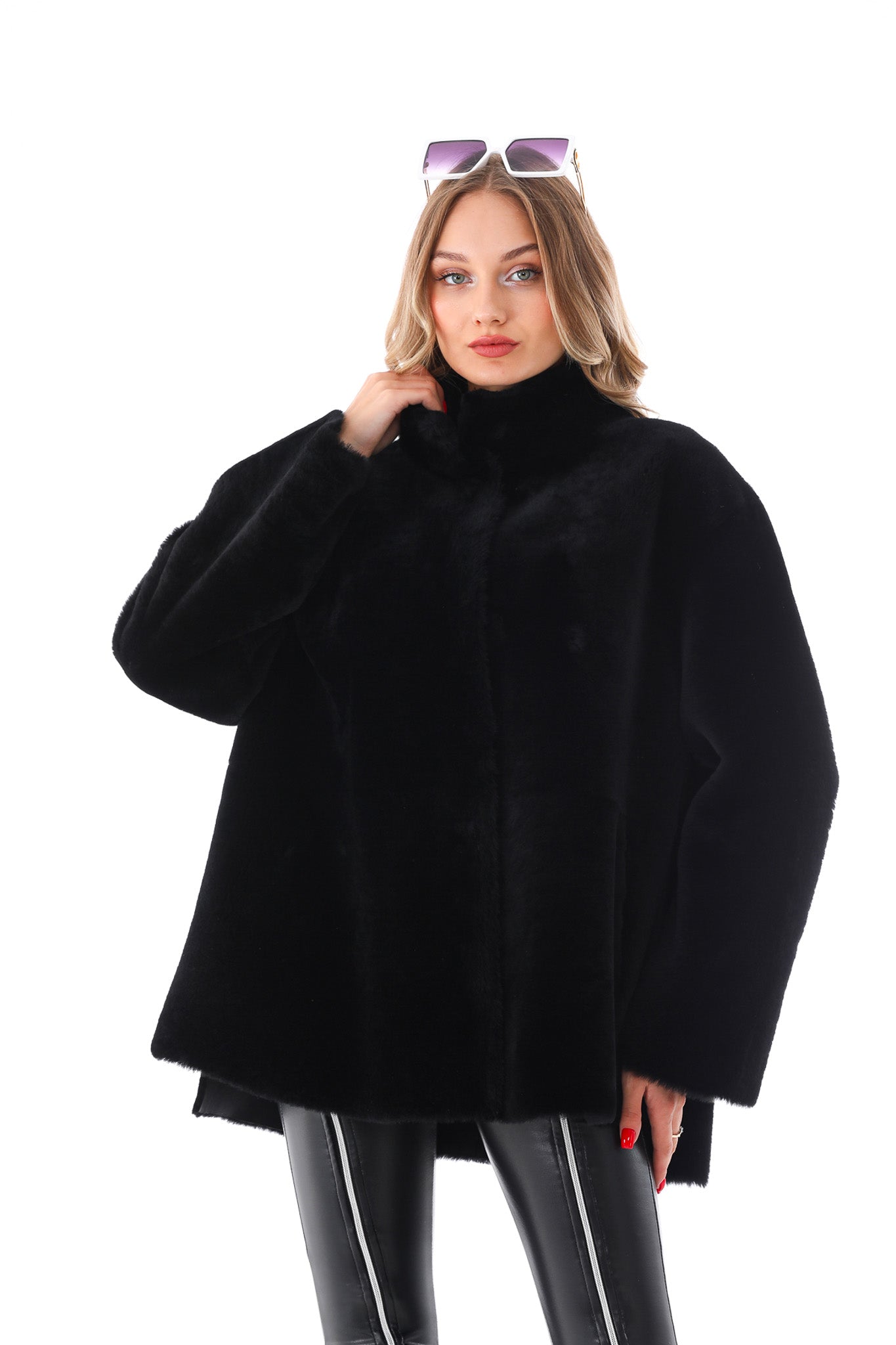 The Luxera Reversible Black Shearling Women Leather Jacket