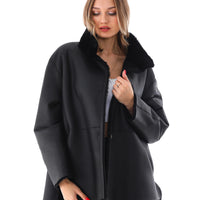 The Luxera Reversible Black Shearling Women Leather Jacket