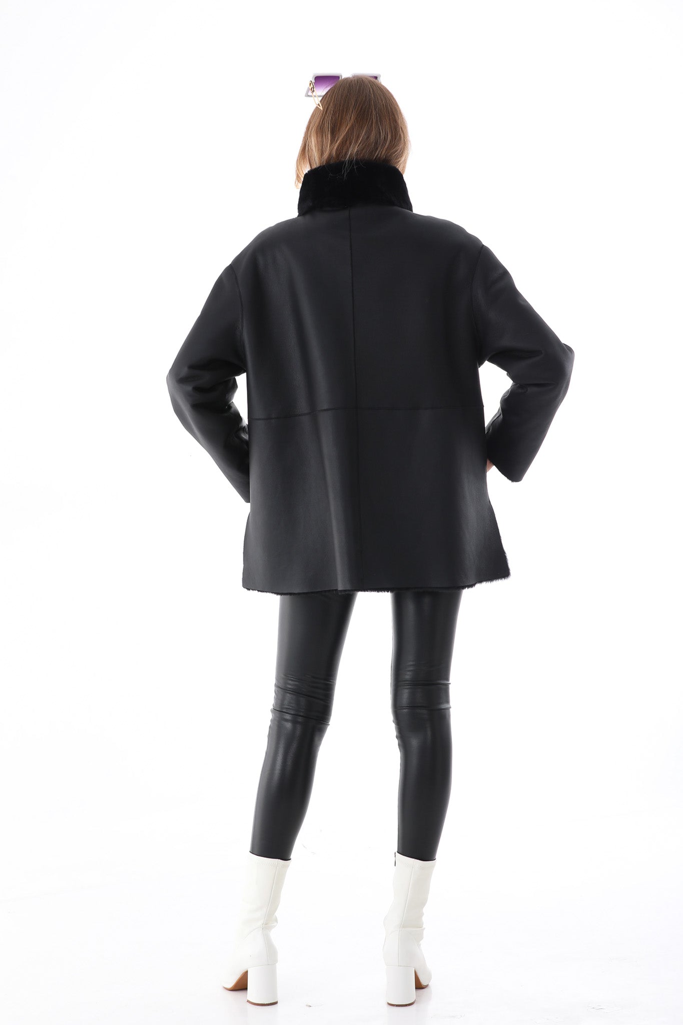 The Luxera Reversible Black Shearling Women Leather Jacket
