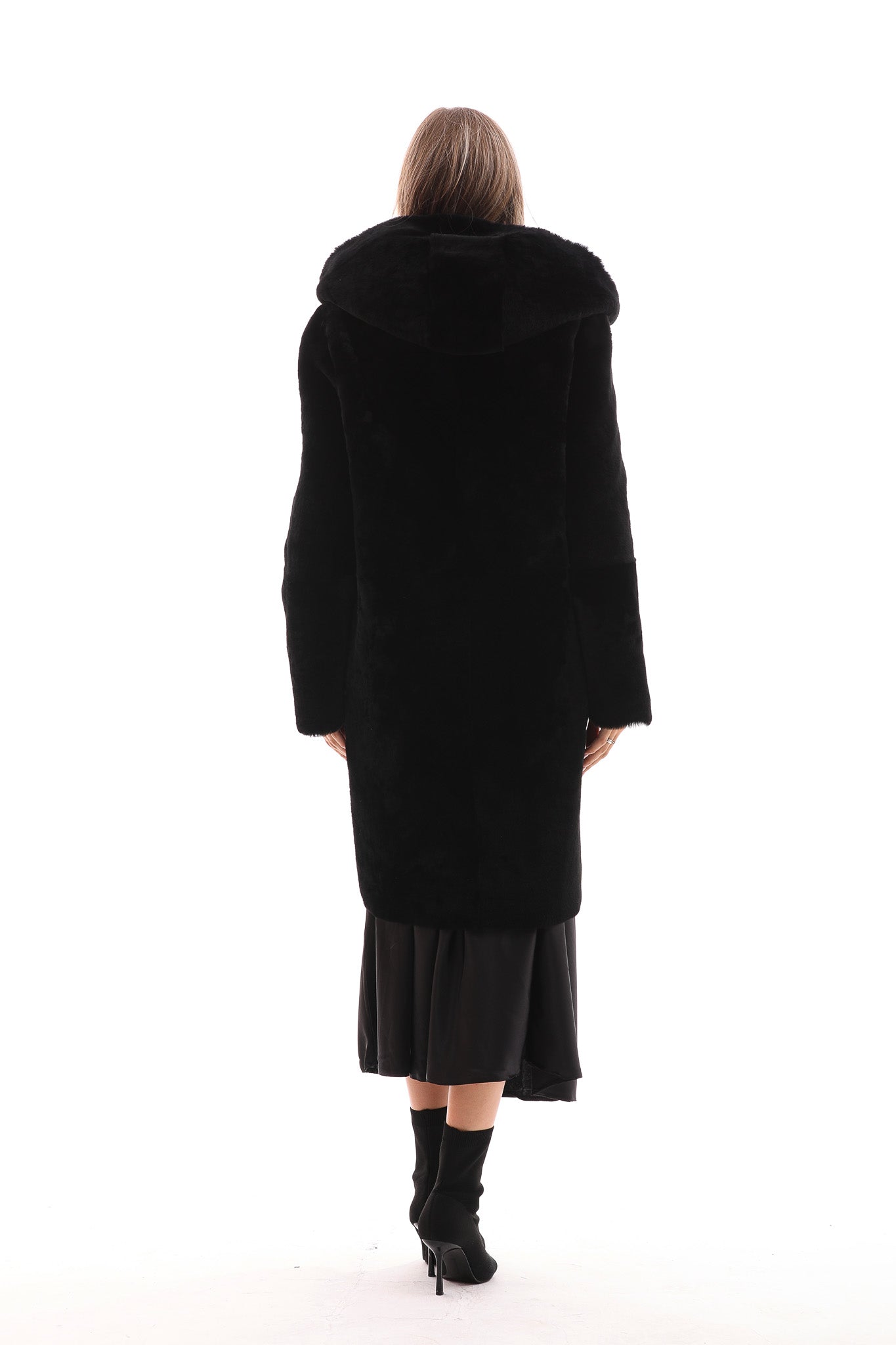 The Noctura Reversible Hooded Shearling Black Leather Jacket