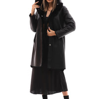 The Noctura Reversible Hooded Shearling Black Leather Jacket