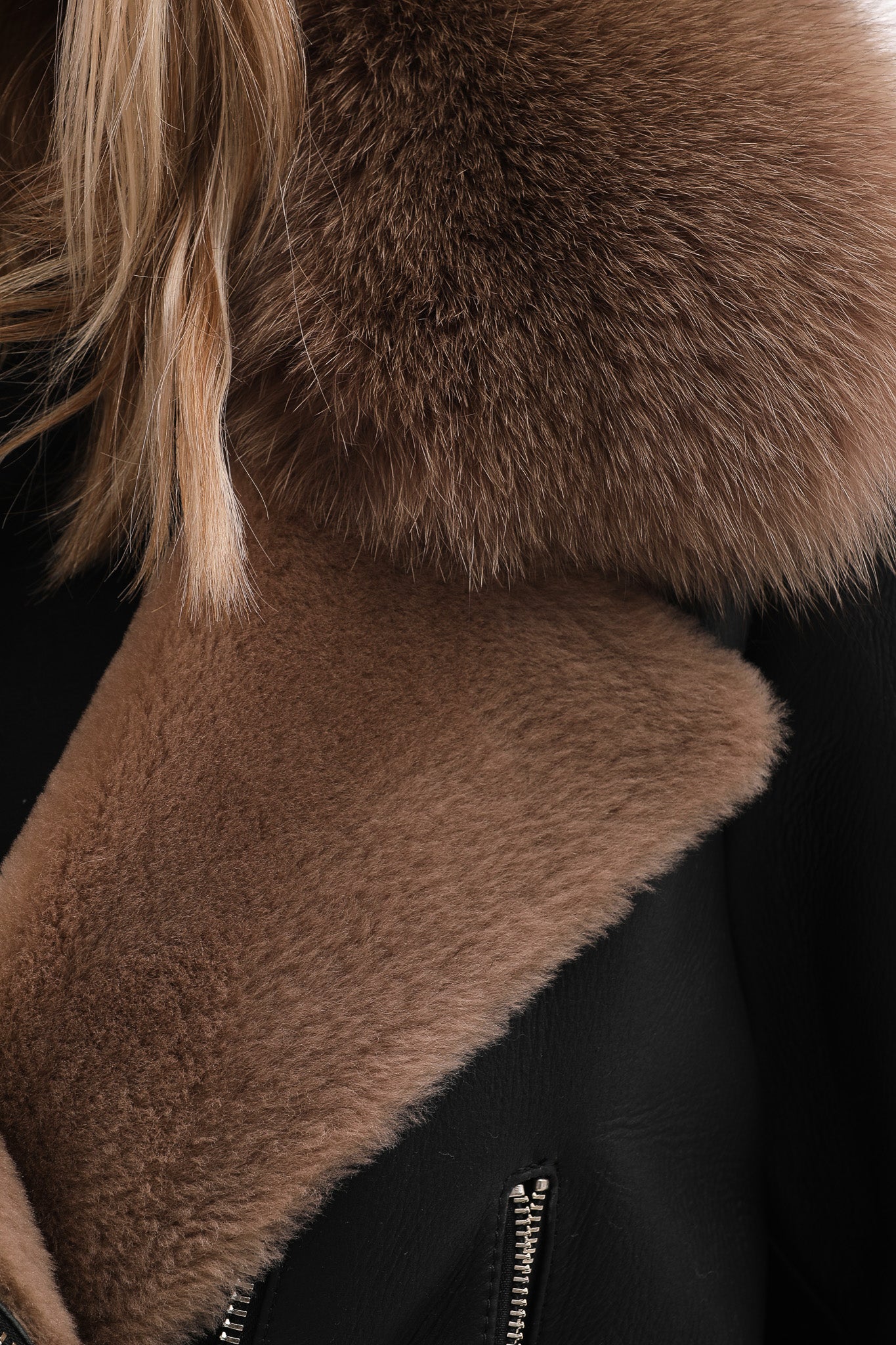 The Duchess Chaqueta de Cuero para Mujer con Forro de Borrego en Negro y Marrón