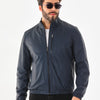 The Como Navy Blue Leather Bomber Men Jacket