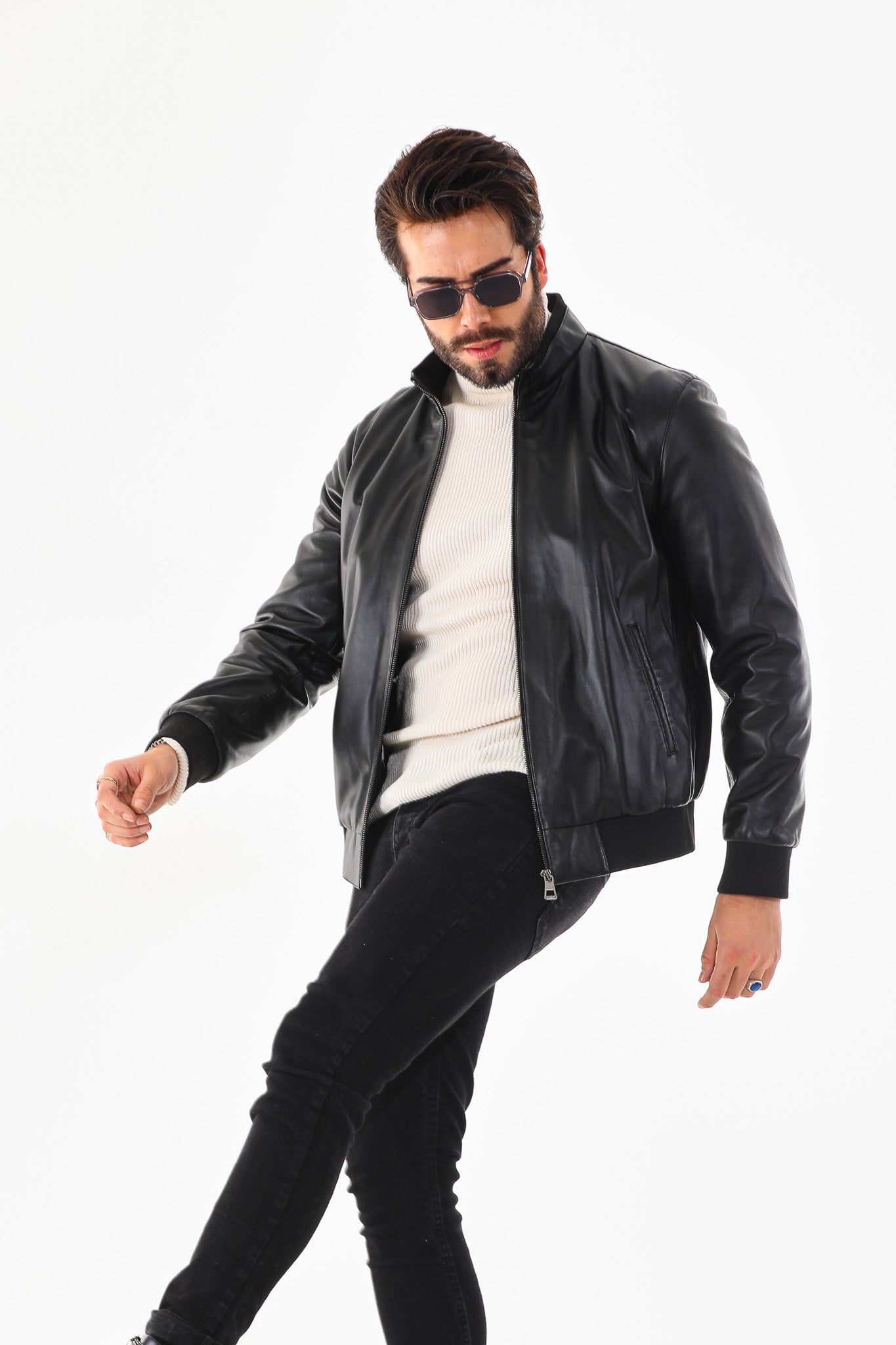 Monza Vintage Black Lambskin Men Leather Jacket - 5