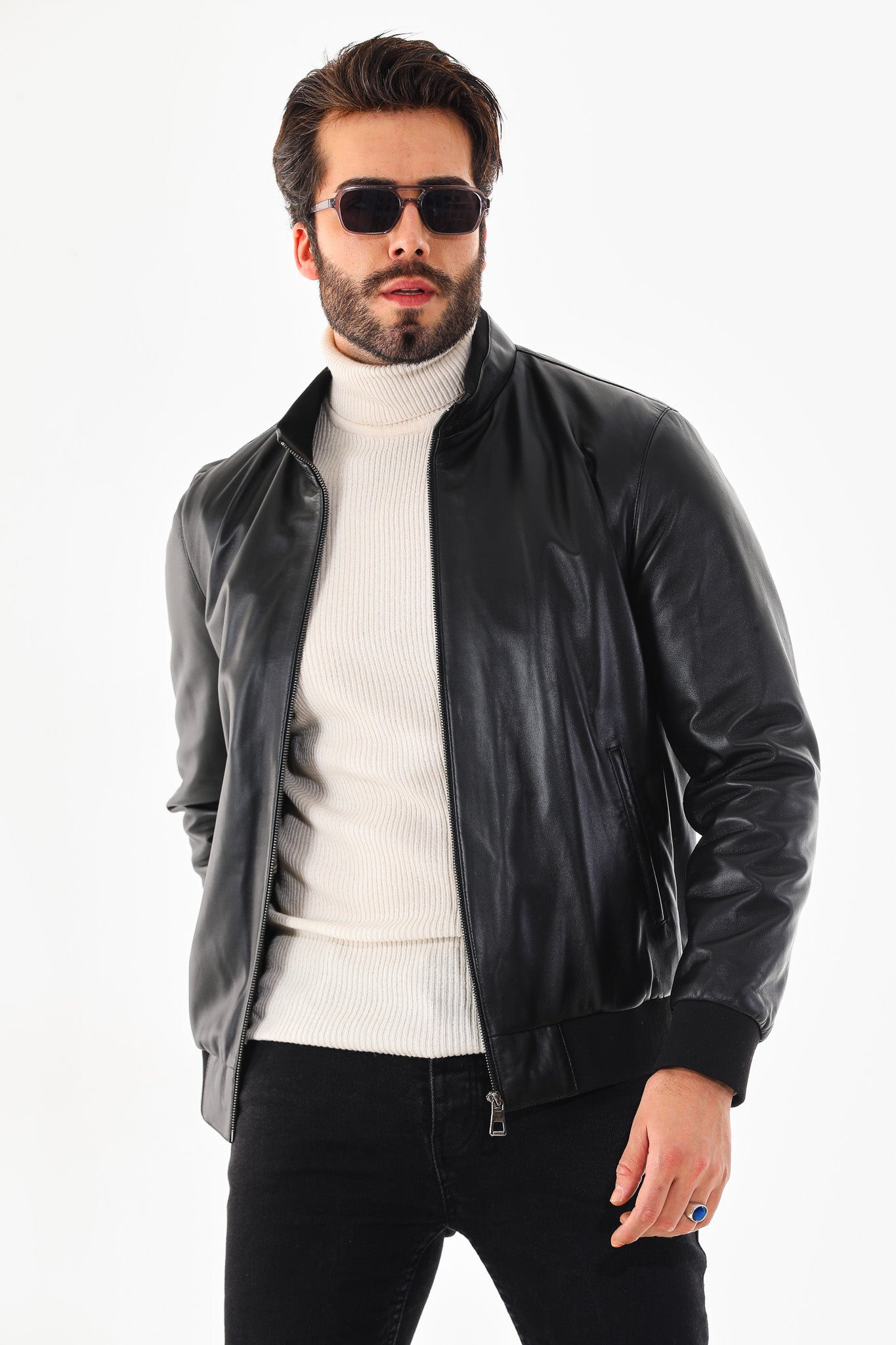 Monza Vintage Black Lambskin Men Leather Jacket - 2