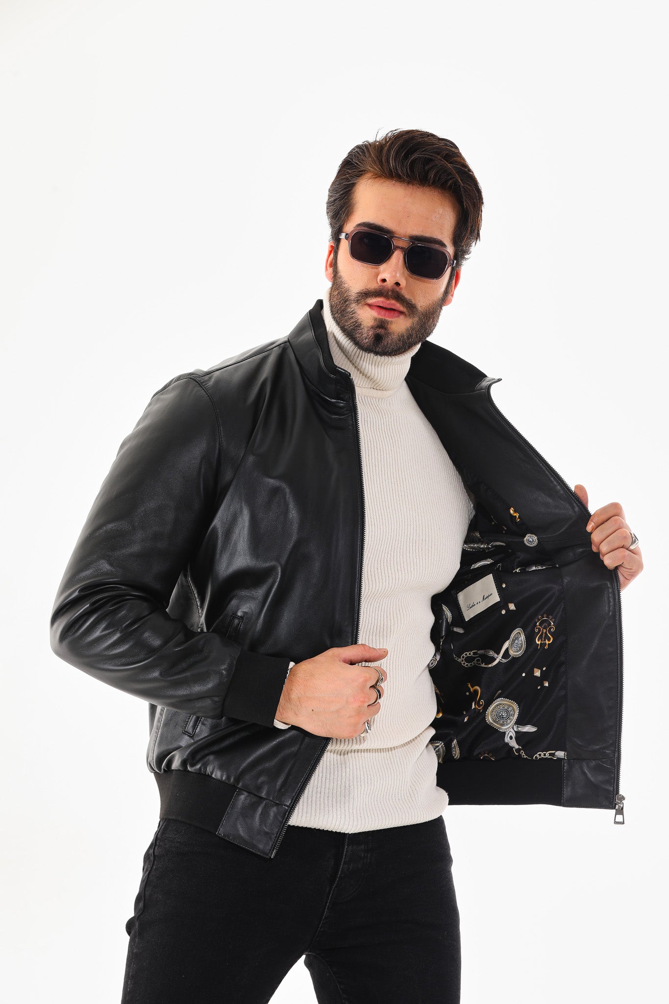 Monza Vintage Black Lambskin Men Leather Jacket - 7