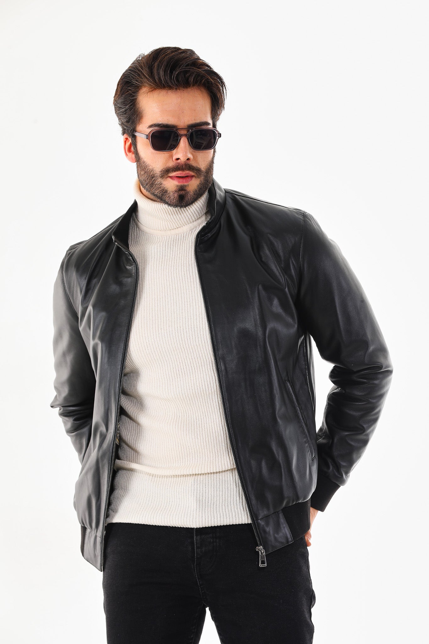 Monza Vintage Black Lambskin Men Leather Jacket - 8