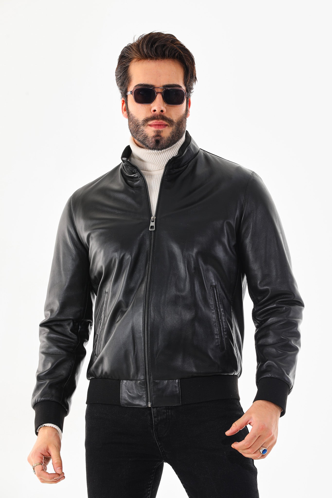 Monza Vintage Black Lambskin Men Leather Jacket - 6