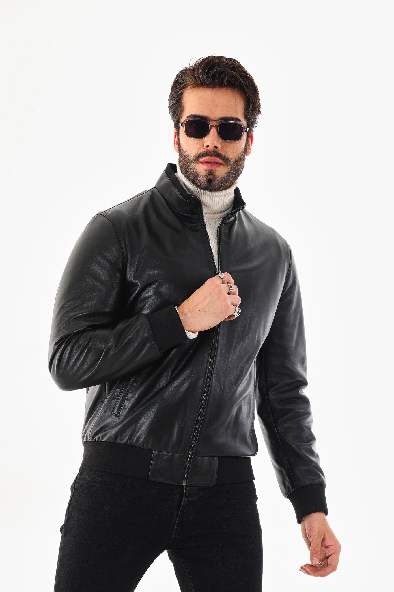 Monza Vintage Black Lambskin Men Leather Jacket - 9