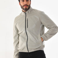 The Como Reversible Cream & Black Leather Bomber Men Jacket
