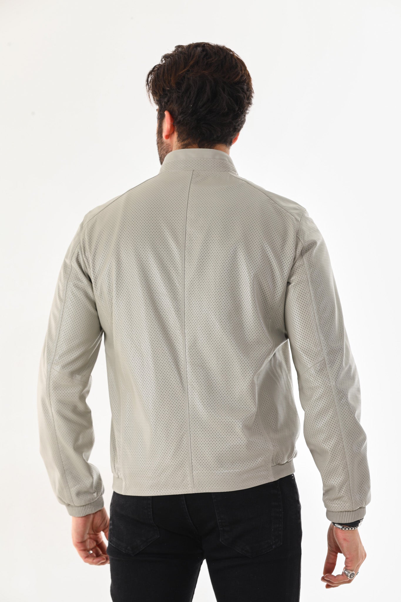The Como Reversible Cream & Black Leather Bomber Men Jacket