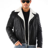 The Cortina Black & White Shearling Leather Men Jacket