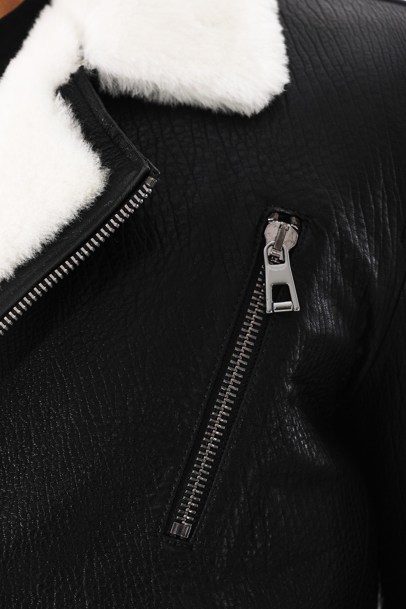 The Cortina Black & White Shearling Leather Men Jacket