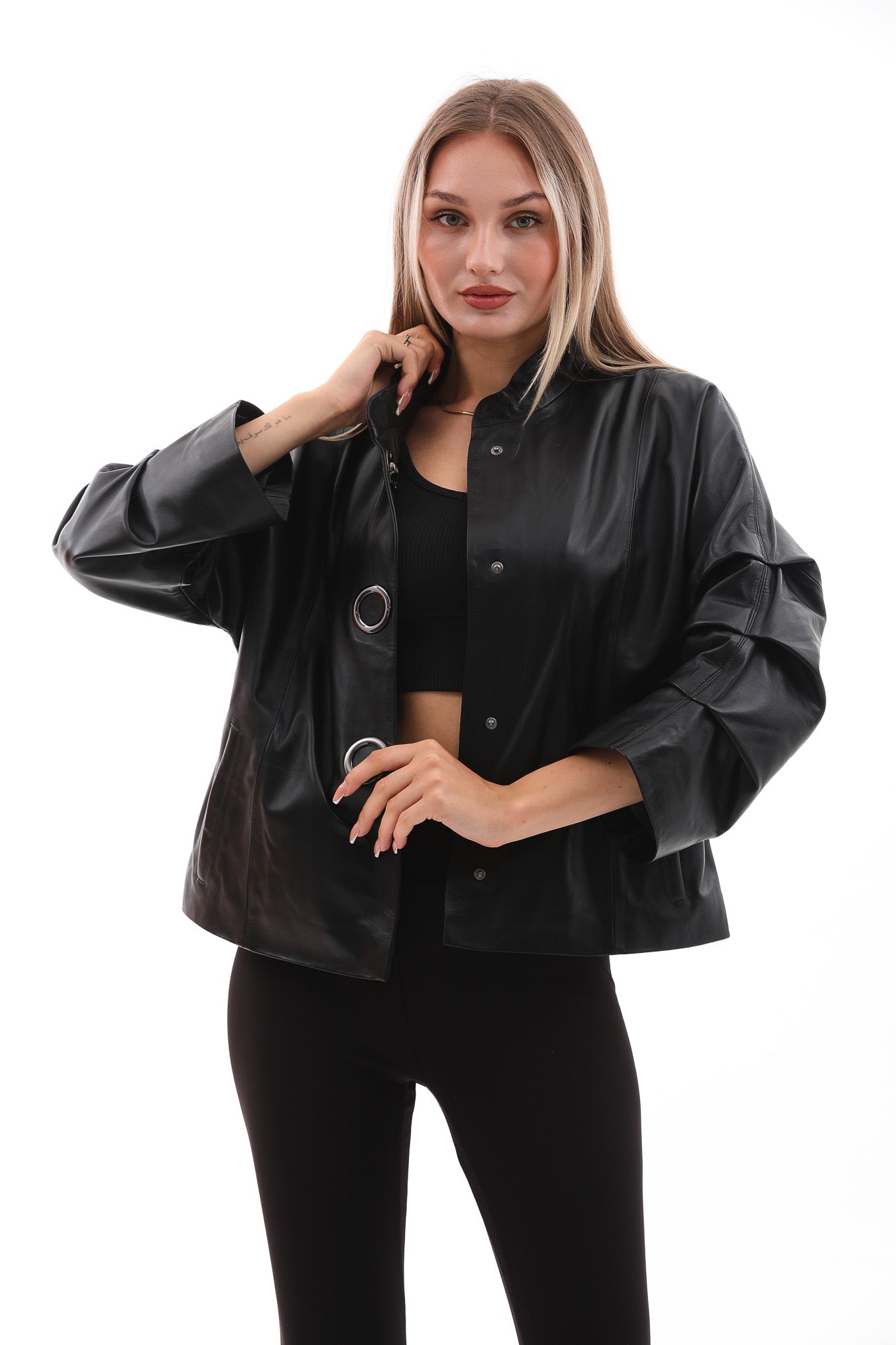 La chaqueta de cuero negra para mujer Odessa