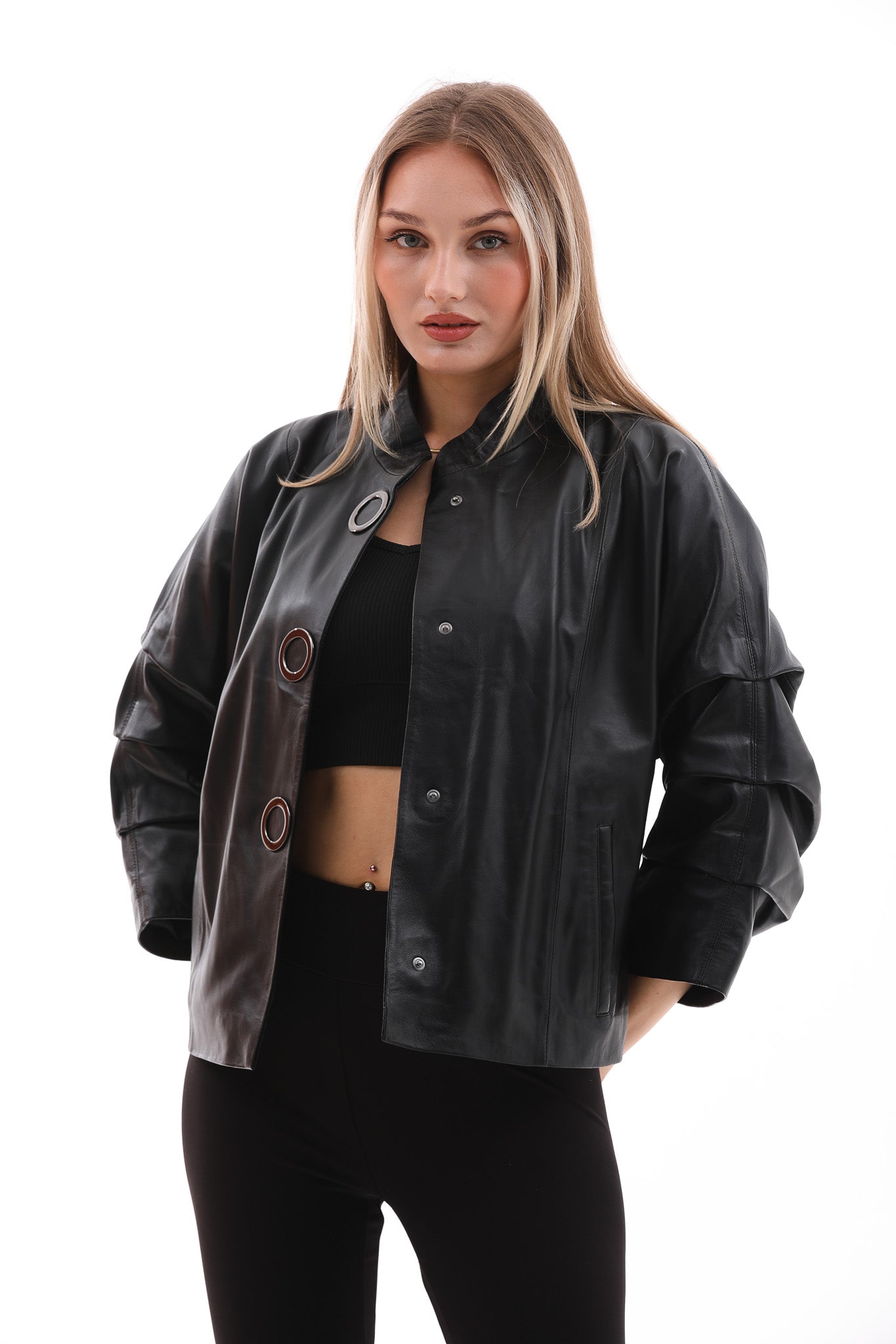 La chaqueta de cuero negra para mujer Odessa