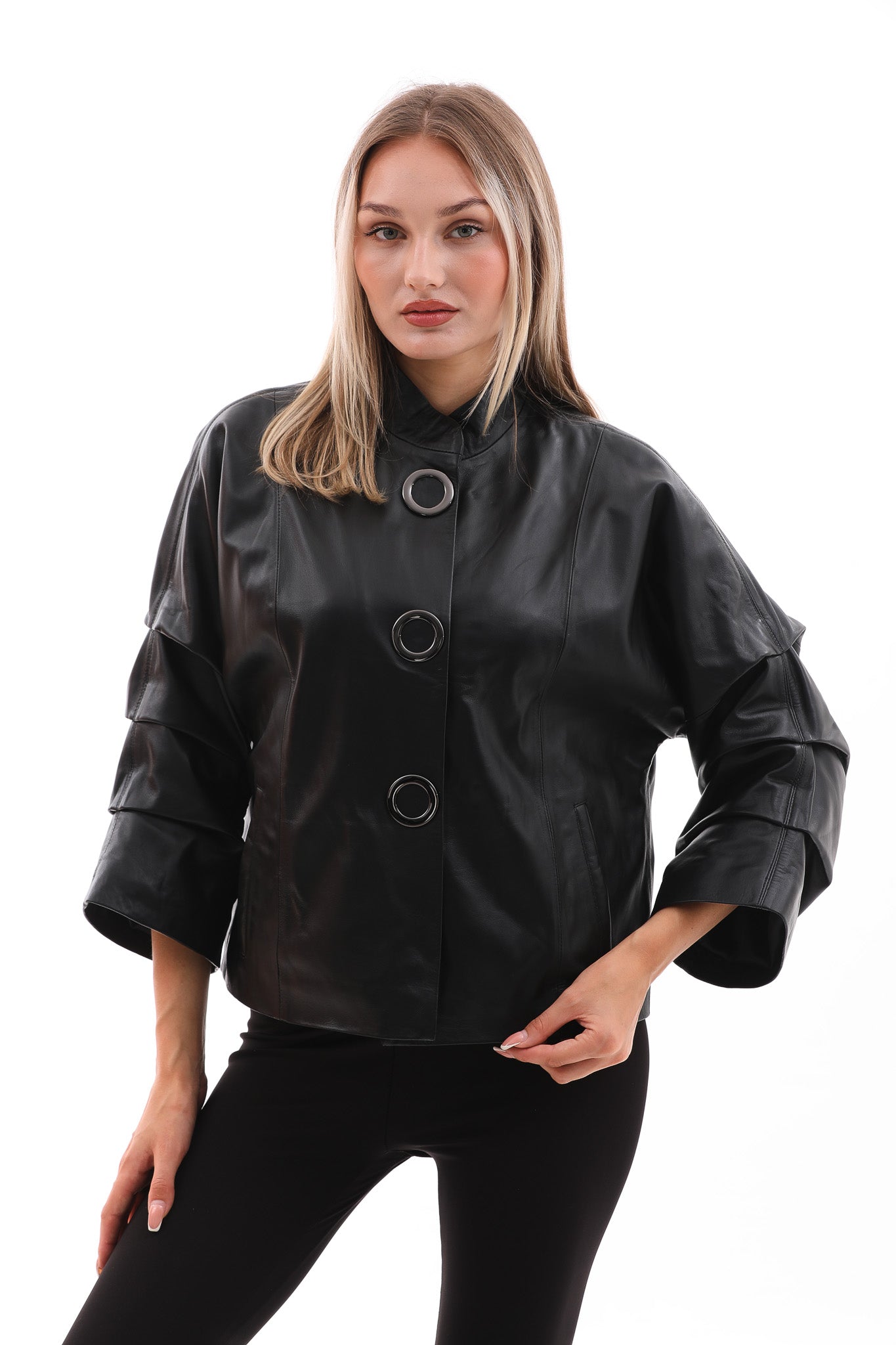 La chaqueta de cuero negra para mujer Odessa