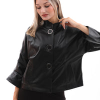 La chaqueta de cuero negra para mujer Odessa