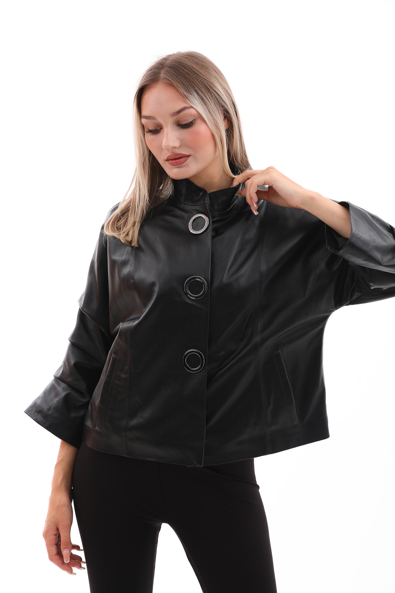 La chaqueta de cuero negra para mujer Odessa
