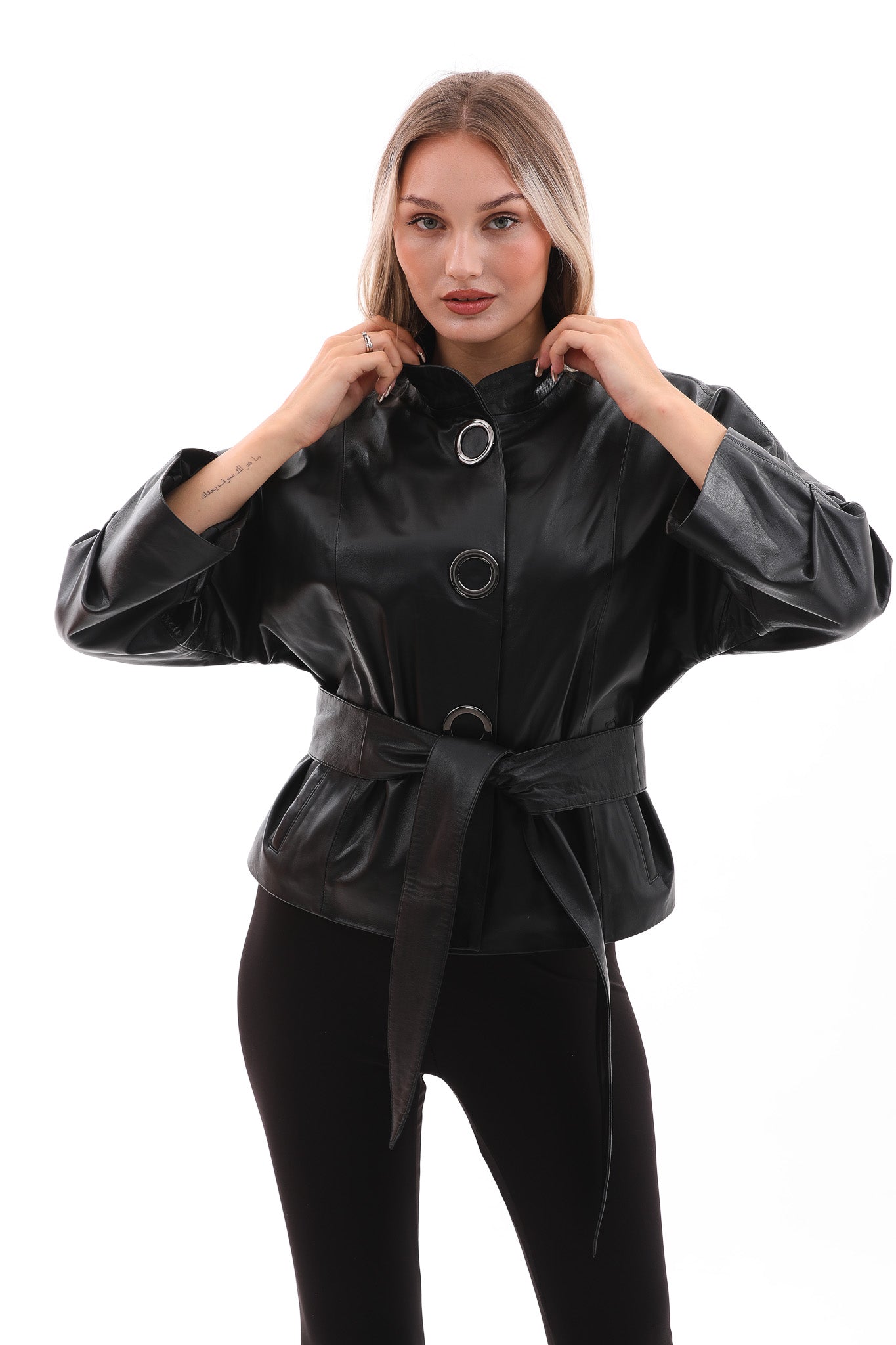 La chaqueta de cuero negra para mujer Odessa