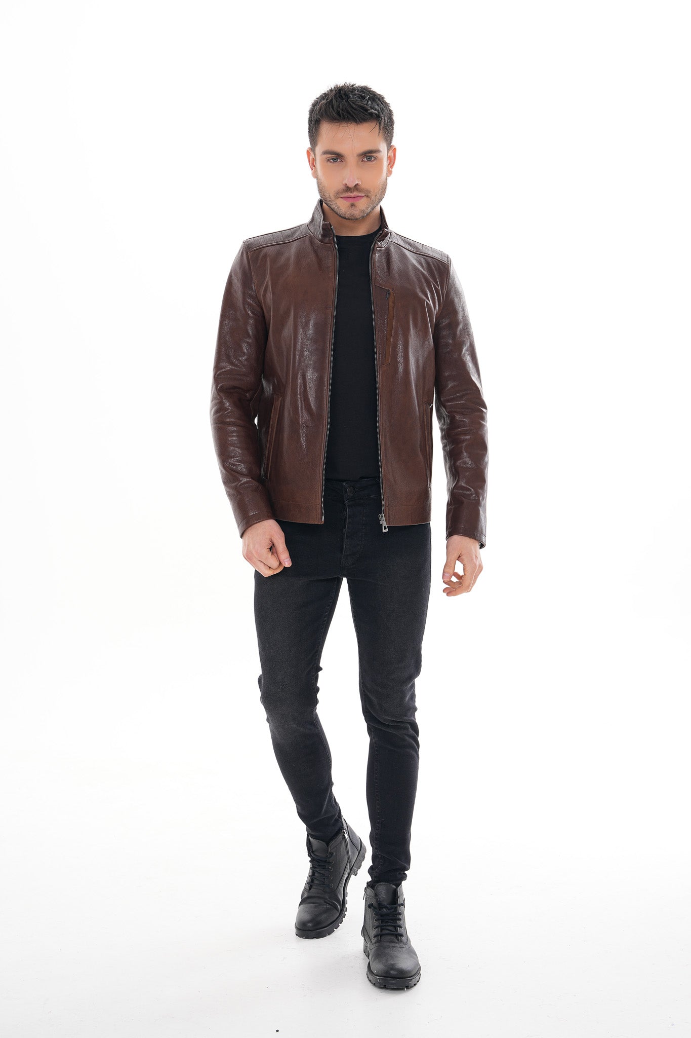 La chaqueta de cuero marrón Marco para hombre