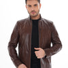 La chaqueta de cuero marrón Marco para hombre