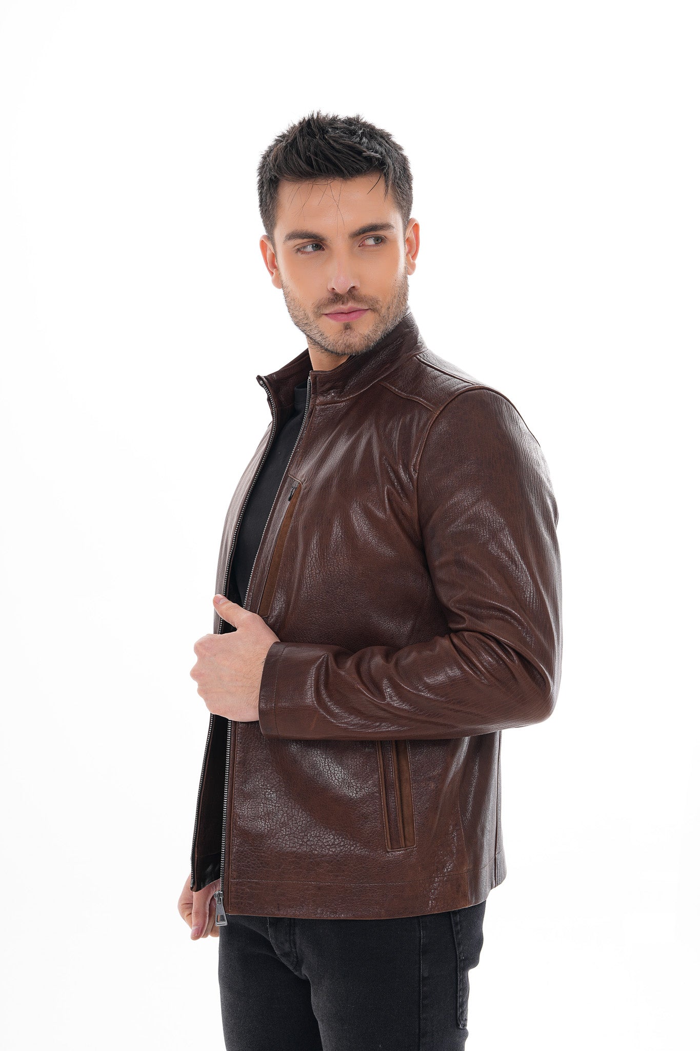 La chaqueta de cuero marrón Marco para hombre
