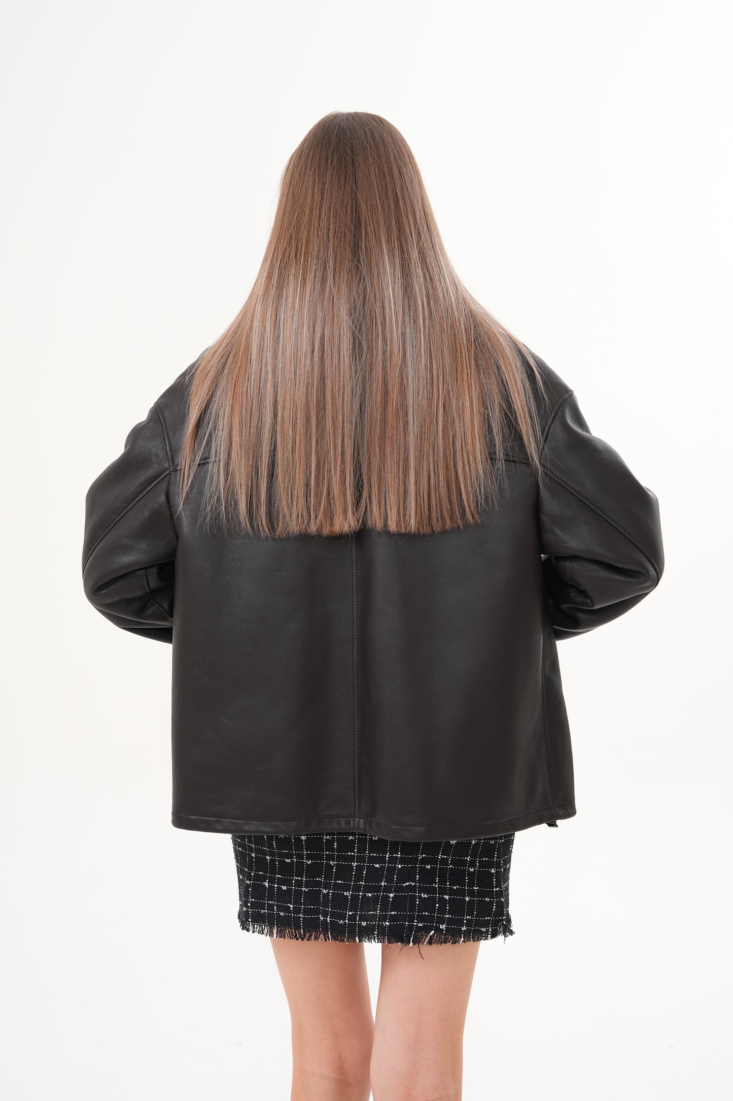 The Elise Black Shearling Leather Women Jacket