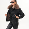 The Auretta Brown Collar Shearling Leather Women Jacket