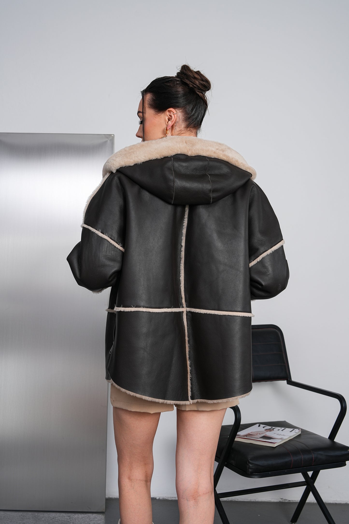 The Aspava Black Shearling Leather Women Jacket