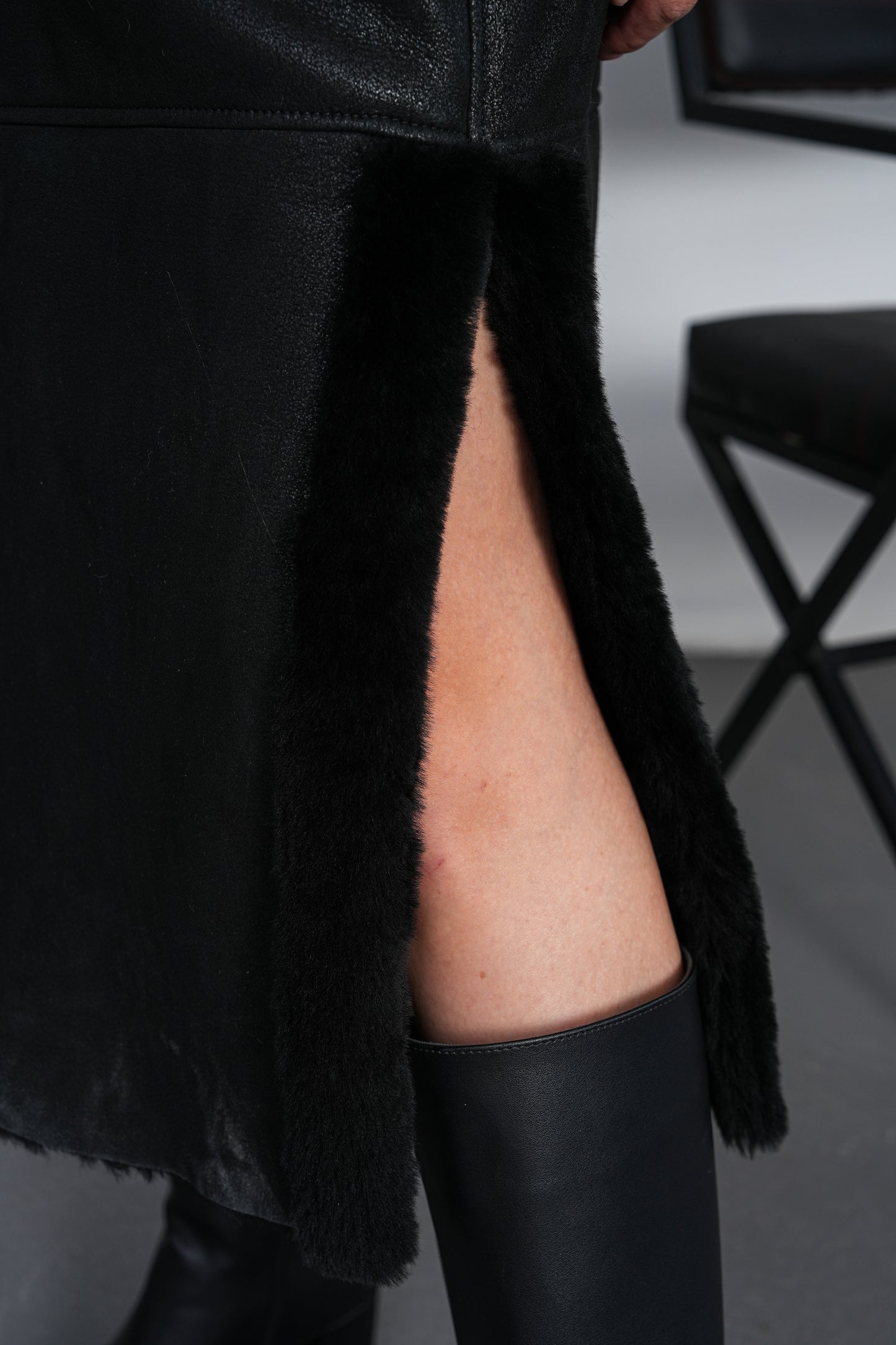 The Selvoria Black Genuine Curly Shearling Leather Women Coat