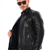 The Falcon Black Pebbled Leather Men Jacket